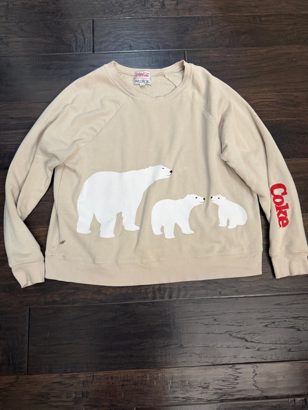 Coca-Cola Sweatshirt with White Polar Bears and Red 'Coke' Sleeve Logo
